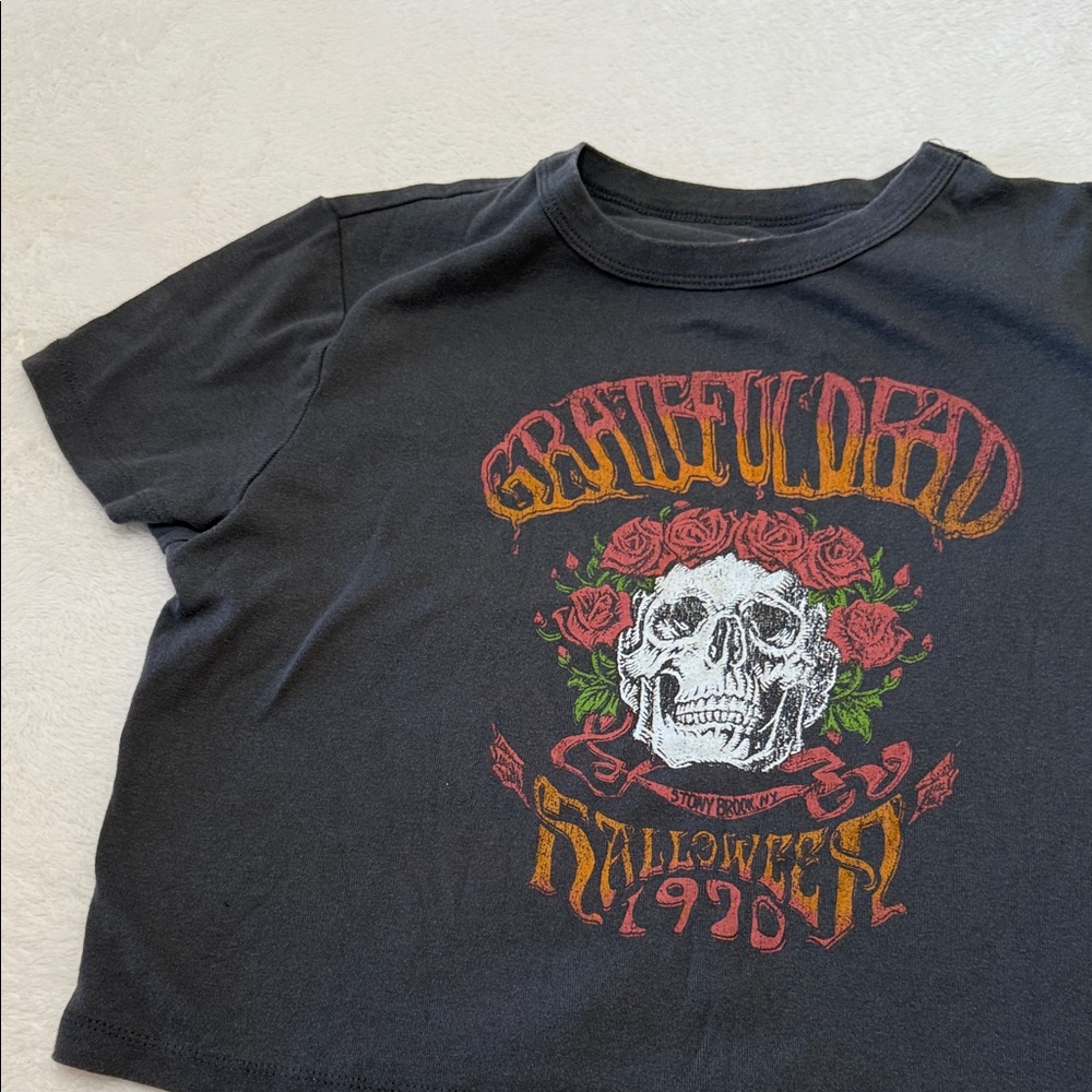 Grateful Dead womens Black Halloween Crop top Tee - Picture 6 of 7